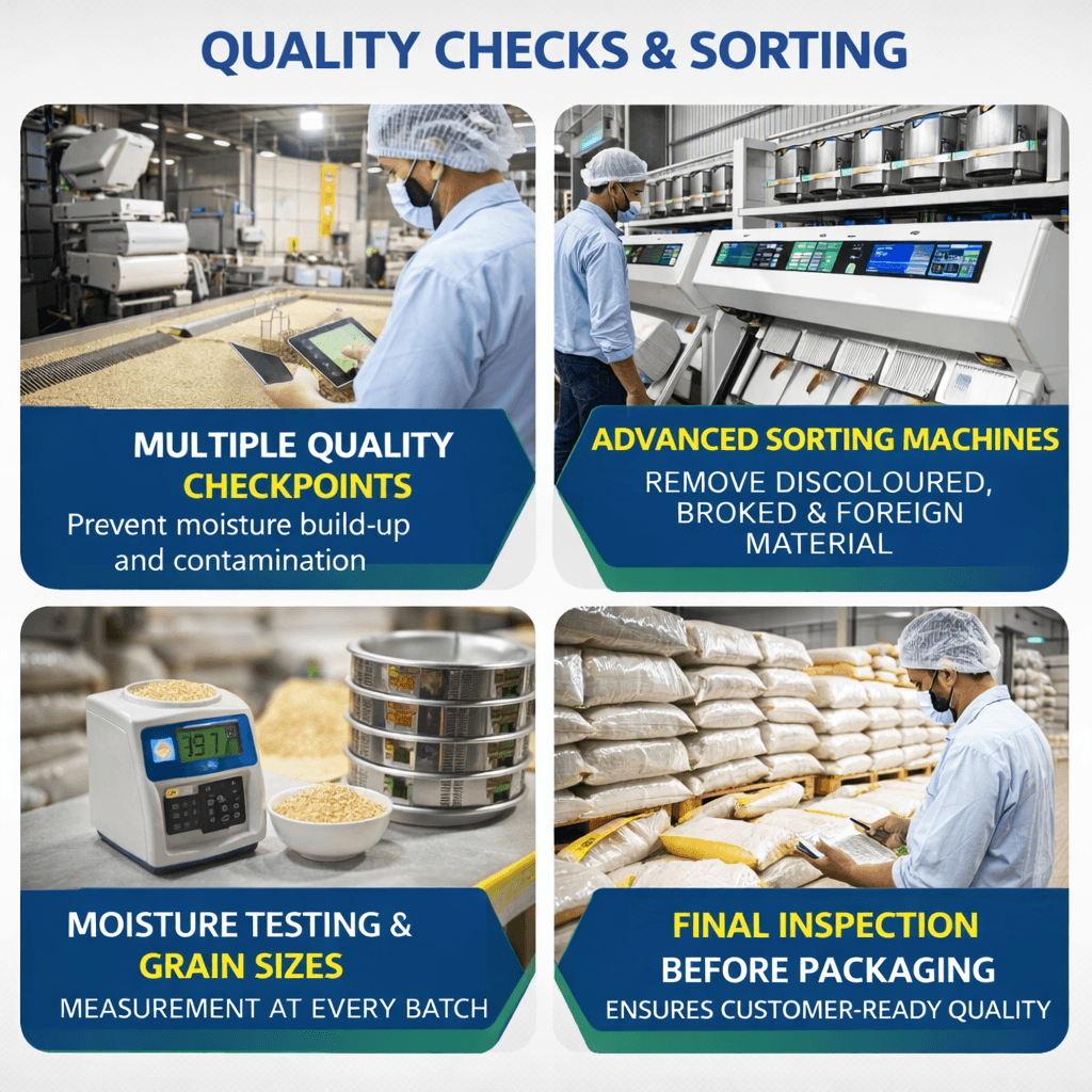 Rice grain quality closeup – sorting and grading